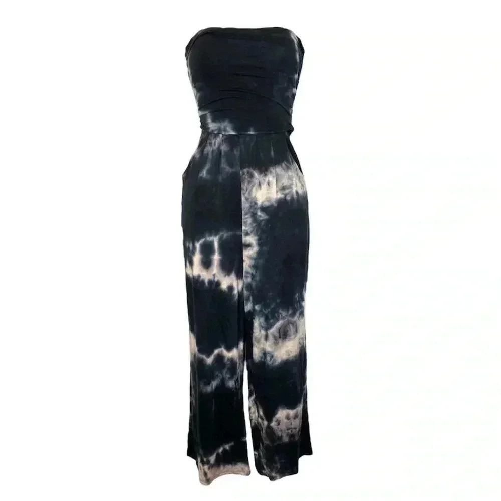 Antistar Tie Dye Strapless Romper Jumpsuit